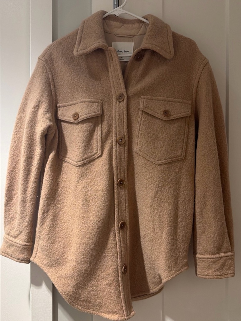 Aritzia Wilfred Women's Beige/Tan Merino Wool Shirt Jacket